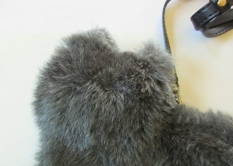 新作＊斜め掛け ふわふわファー仔猫バッグ＊ロシアンブルー