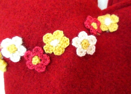 お花ネックレス猫バッグ＊カーディナルレッドB