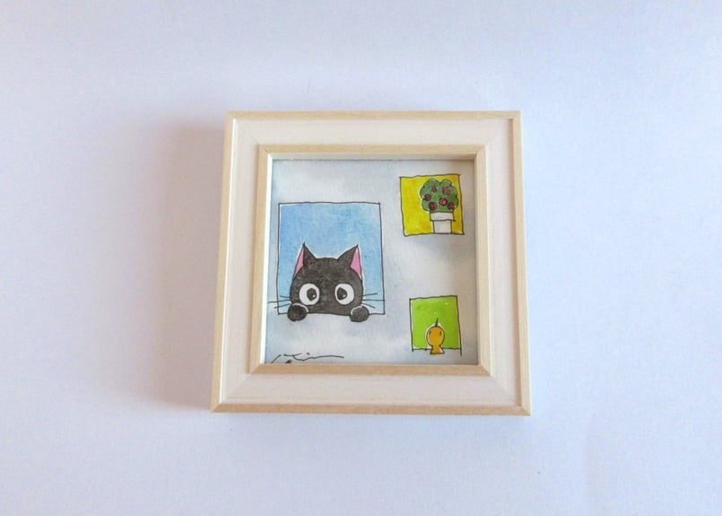 かつきかずお×黒猫ノア 0921＊ちょこんと窓から | コーヒー豆と雑貨の