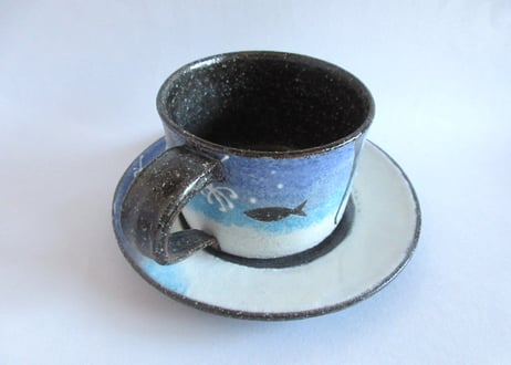 奥田茜　猫のコーヒーカップA＊お魚と猫