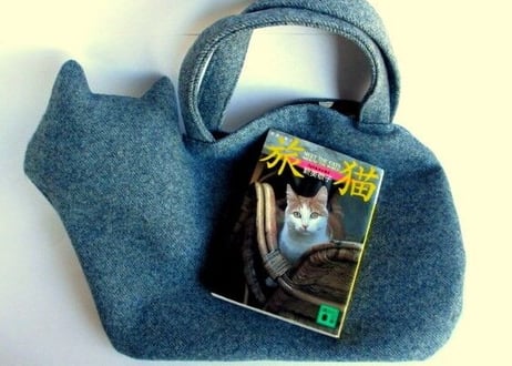 ウールフランネル＊冬のネコバッグ＊ワインレッド