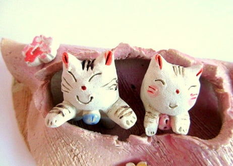 豊大窯　猫のお雛様＊半月雛ピンク