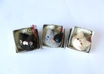 haruru＊woolfelt　まめねこがまぐち　黒猫／ブチネコ／薄茶猫