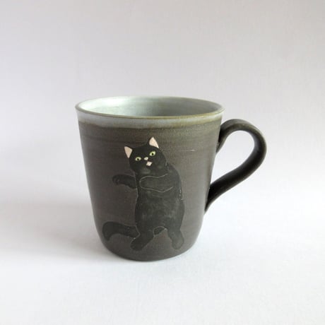 つぐみ製陶所 　猫のマグカップ＊黒猫