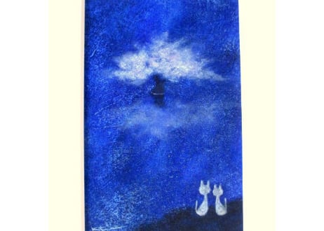 かつきかずお 額装絵画＊夜桜をふたりで