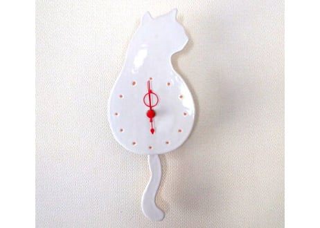 猫の壁掛け時計＊白猫＊