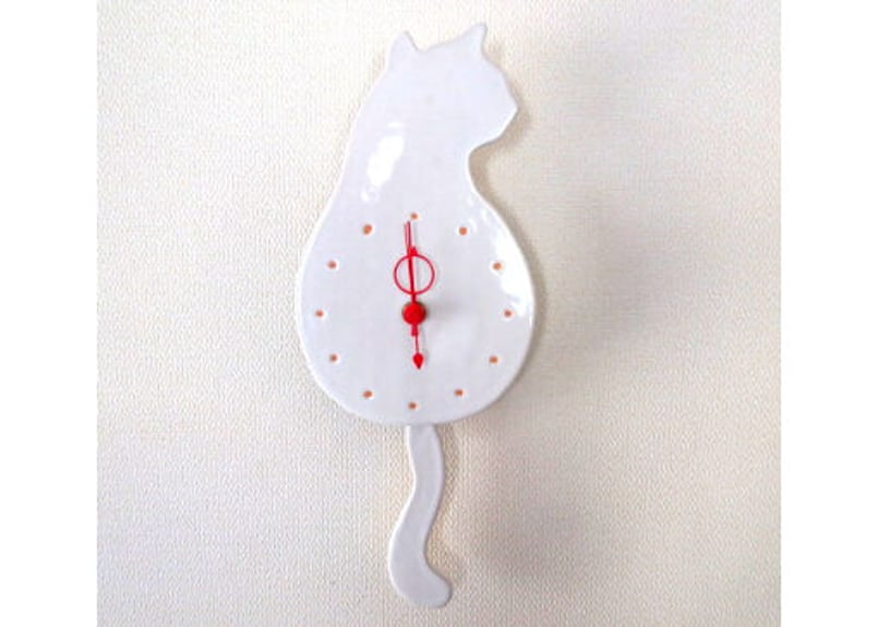 猫の壁掛け時計＊白猫＊ | コーヒー豆と雑貨の店 豆ねこ