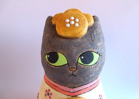 古谷萌仁香　猫のお雛様・大＊黒猫＊箱付