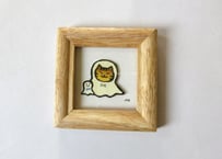 オガタミホ　額入りミニ切り絵＊てるてる猫ちゃん