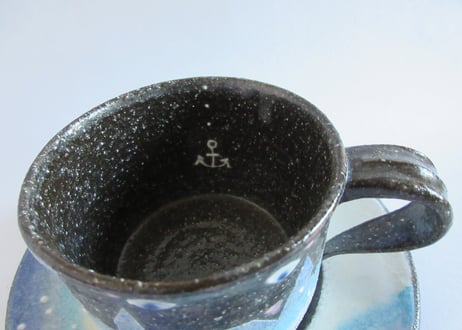 奥田茜　猫のコーヒーカップB＊お魚と猫