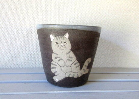 つぐみ製陶所 　猫のフリーカップ＊エキゾチック