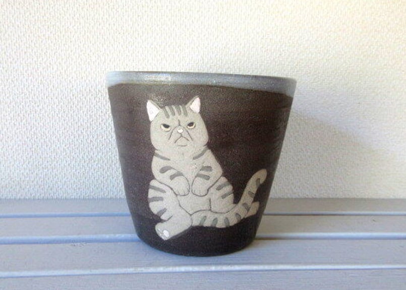 つぐみ製陶所 猫のフリーカップ＊エキゾチック | コーヒー豆と雑貨の店