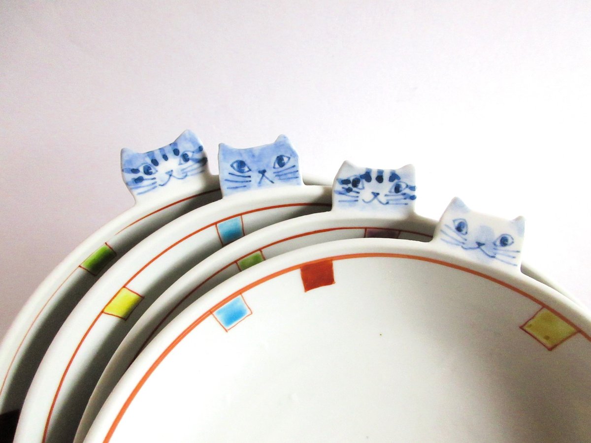 九谷焼 東早苗 猫耳鉢皿【二匹見つめあい】C | コーヒー豆と雑貨の店