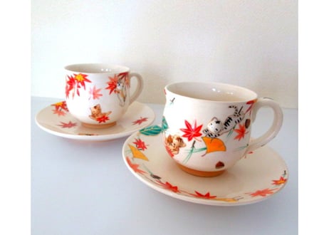 京焼・小手鞠窯 コーヒーカップ紅葉＊ミケとトラ