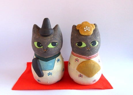 古谷萌仁香　猫のお雛様・大＊黒猫＊箱付