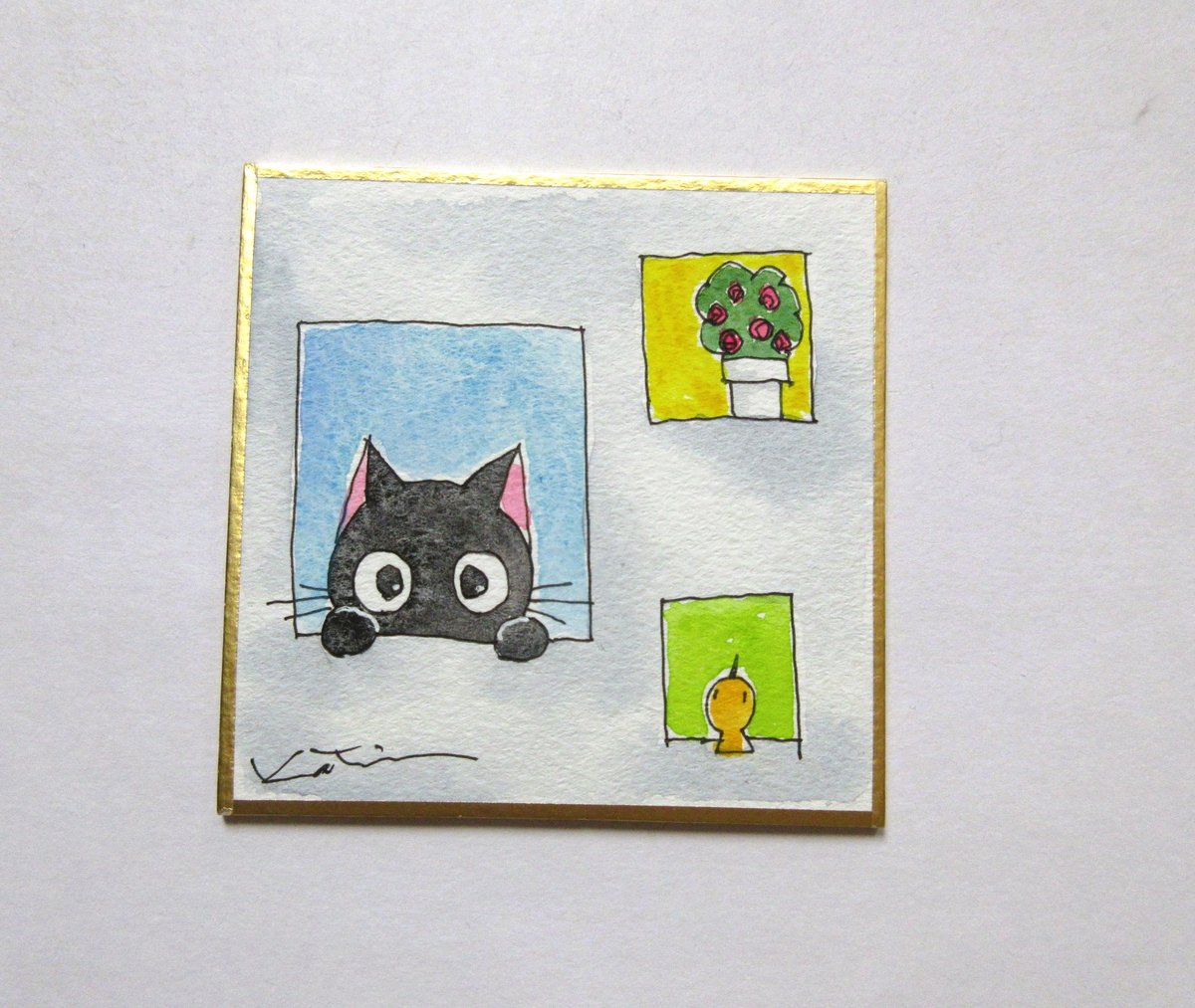 かつきかずお×黒猫ノア 0921＊ちょこんと窓から | コーヒー豆と雑貨の