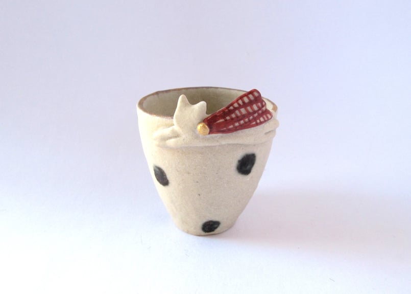 工房113 阪井ひとみ スーパーネコのおちょこ＊小A | コーヒー豆と雑貨
