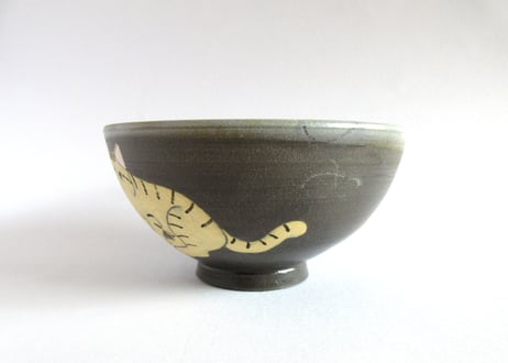 つぐみ製陶所 猫のご飯茶わん＊茶トラA