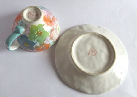 工房ゆずりは　お花のカップ＆ソーサー オレンジ