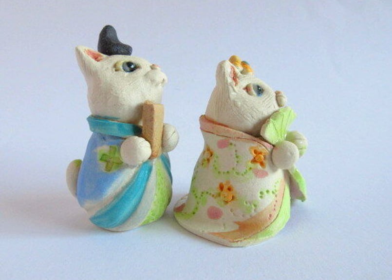 島田ゆみこ ねこのお雛様 白猫C | コーヒー豆と雑貨の店 豆ねこ