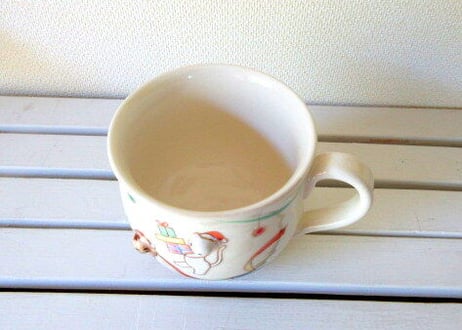 京焼・小手鞠窯 クリスマスのコーヒーカップ＊クリスマスツリーと猫たち