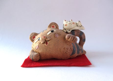 豊大窯　招き猫＊親子猫A