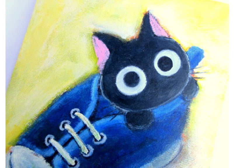 ギズモ☆ 抽象画 「秋の日」「つばきの頃の赤富士」「わかる猫」額付き