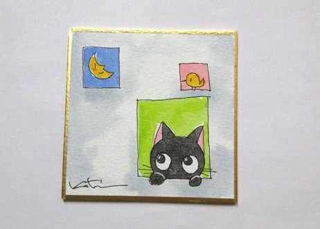 かつきかずお×黒猫ノア 0925＊ちょこんと窓から2