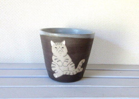 つぐみ製陶所 　猫のフリーカップ＊エキゾチック