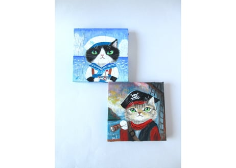 なつめみちこ 原画　海の猫【セーラー猫】