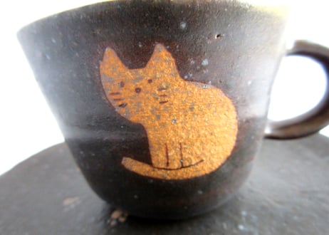 桃窯　猫のコーヒーカップB