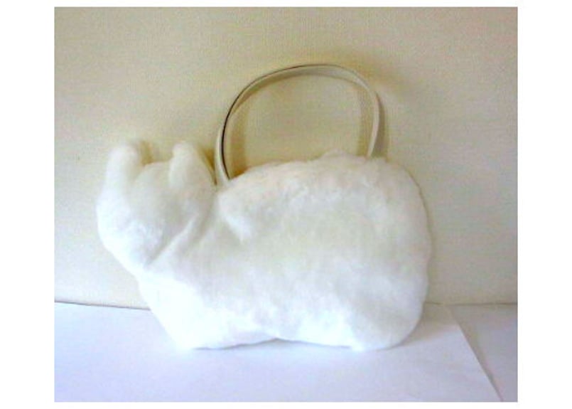 ネコのふわふわファーバッグ＊まっしろ白猫 | コーヒー豆と雑貨の店 豆ねこ