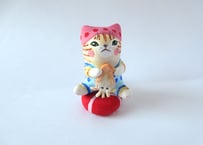 なつめみちこ 猫の置物 海辺の猫＊イカ