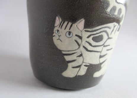 つぐみ製陶所 猫のフリーカップA＊アメリカンショートヘアネコ