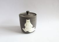 つぐみ製陶所 猫のフタ物A＊シロネコ