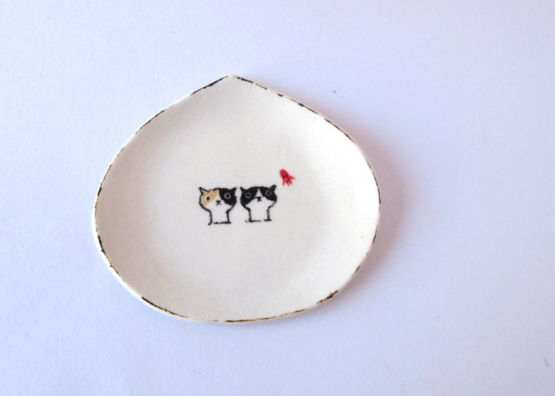 みなかわねこ 豆皿＊三毛猫とハチワレ猫 | コーヒー豆と雑貨の店 豆ねこ