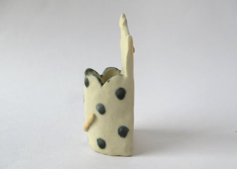 工房113 阪井ひとみ いい夢みてね＊ネコ花器イエロー
