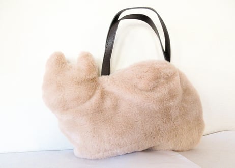 新作＊ふわふわファーのネコバッグ＊ミルクティー色のネコちゃん