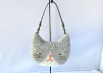 haruru＊woolfelt　ねこポーチ＊グレーハチワレ