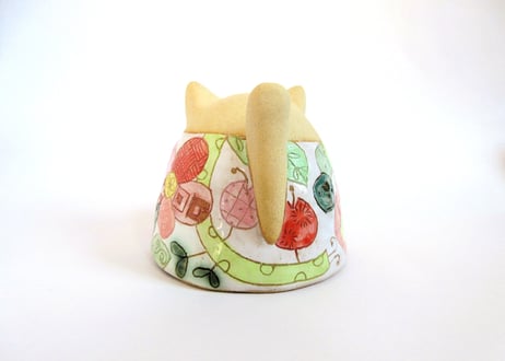 安藤喜代子 パッチワーク猫のカップ＊ピンクB