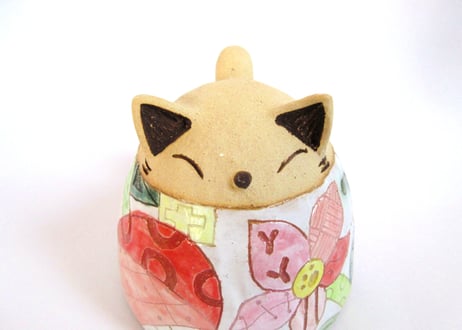 安藤喜代子 パッチワーク猫のカップ＊ピンクＡ