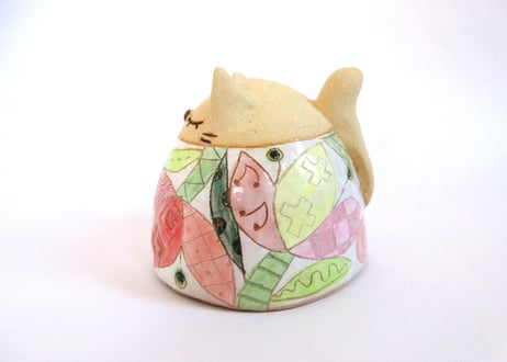 安藤喜代子 パッチワーク猫のカップ＊ピンクD