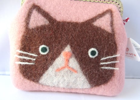 haruru＊woolfelt　がま口ポーチ　ピンク