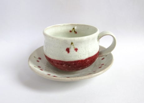 巌陶房 小さなさくらんぼ柄 コーヒーカップC