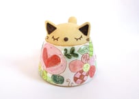 安藤喜代子 パッチワーク猫のカップ＊ピンクB