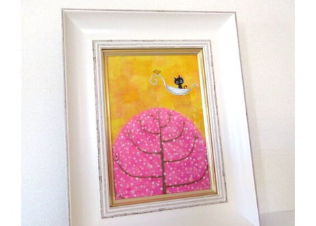 かつきかずお 額装絵画 ＊おさんぽ＊
