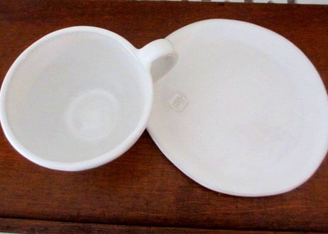 岡部登志子 白のカップ＆ソーサー　2000→1800円！