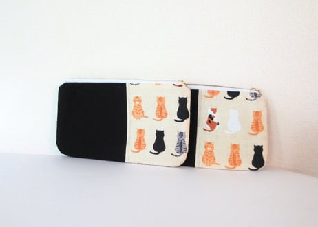 【SALE 1200→1000円！】てぬぐい平ポーチ＊カラフル猫たち