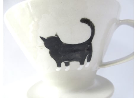 ヒロロ工房　猫のドリッパーセット  のぞき猫＊ハチワレ猫