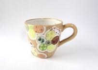 ＊安藤喜代子＊猫とお花のマグカップ＊イエローB